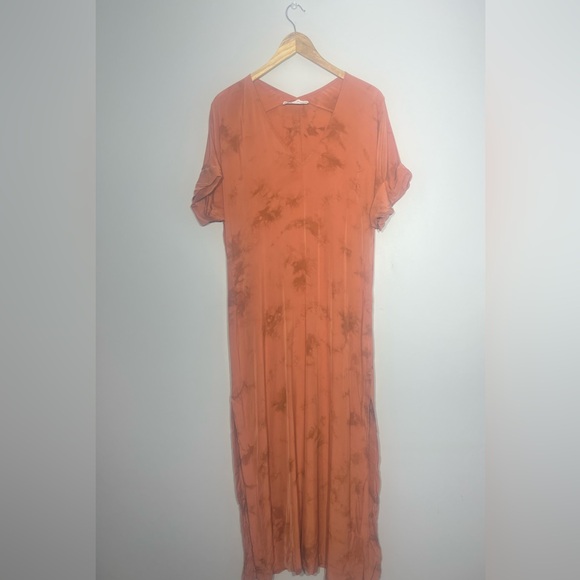 Zara Terracotta Tie Dye Long Tunic Dress - Picture 8 of 9